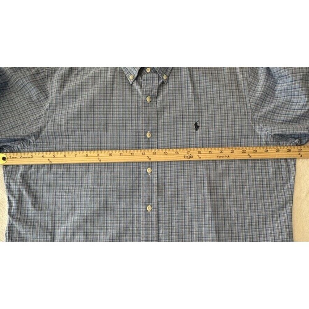 Ralph Lauren Shirt Men XXL BLUE Plaid Cotton Button Down EUC Classic ~ Fast Ship - Picture 5 of 8